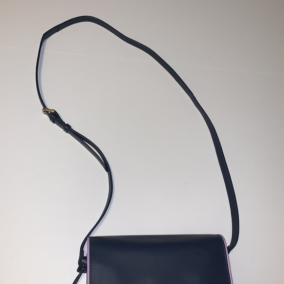 RADLEY London Navy Blue Leather Crossbody Purse with Pink and Purple Accents - Picture 6 of 14